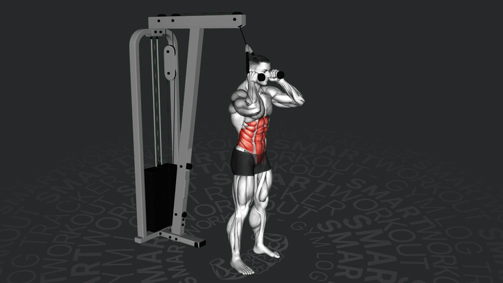 Скручивание стоя на тренажере с тросом для мышц живота