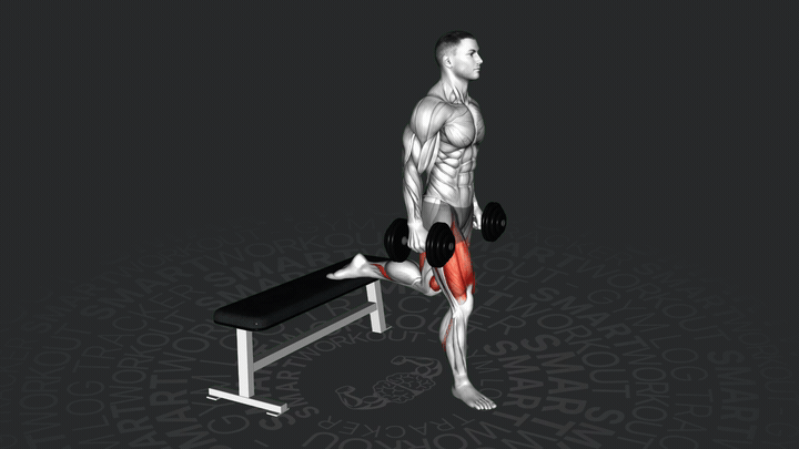 Przysiad bułgarski z hantlami