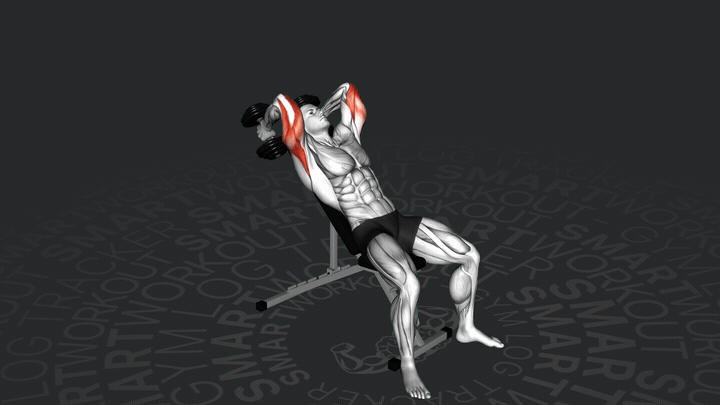 Schrägbank Kurzhantel Trizepsstreckung