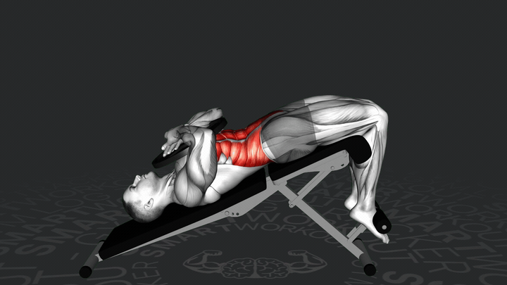 Скручивания на наклонной скамье с отягощением