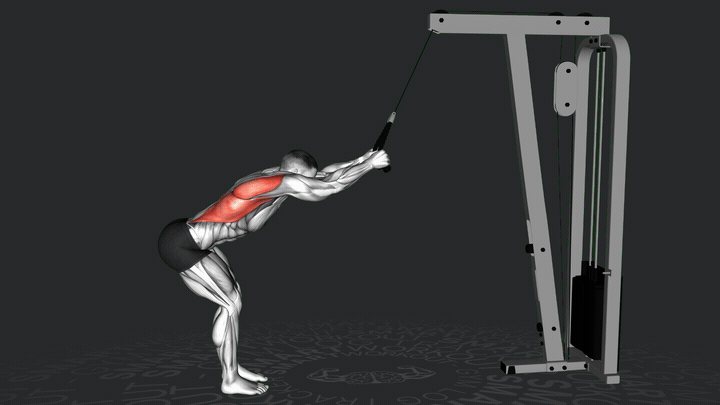 Тяга верхнего блока прямыми руками на широчайшие мышцы