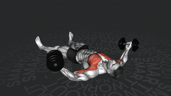 Apertura de pecho con mancuernas en el suelo