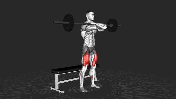 Squat Frontale con Bilanciere su Panca