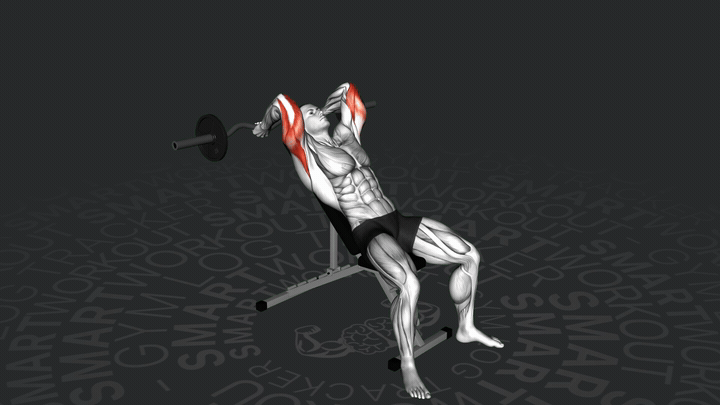 Schrägbank Langhantel Trizepsstrecken