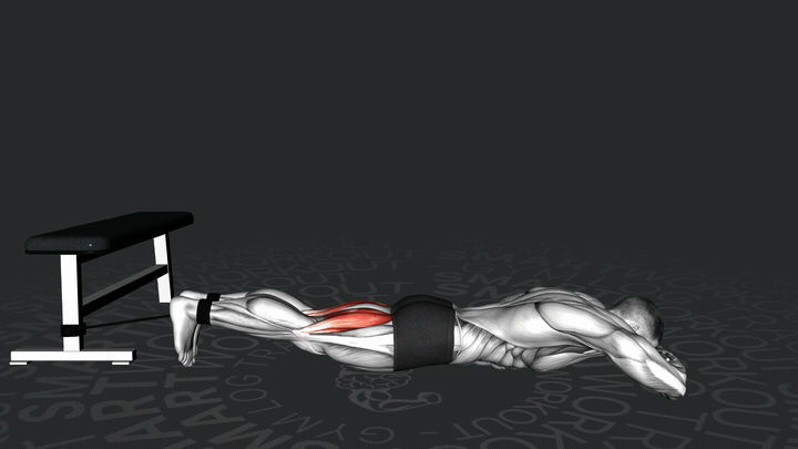 Curl delle gambe con fascia da sdraiato