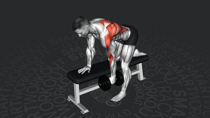 Тяга гантелей в наклоне