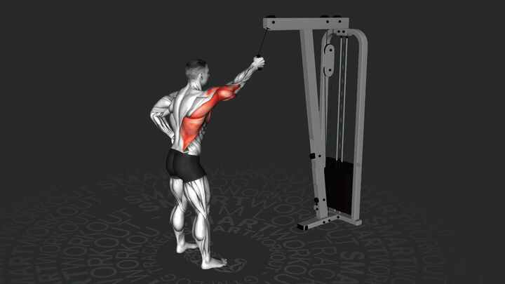 Тяга верхнего блока одной рукой с прямой рукой