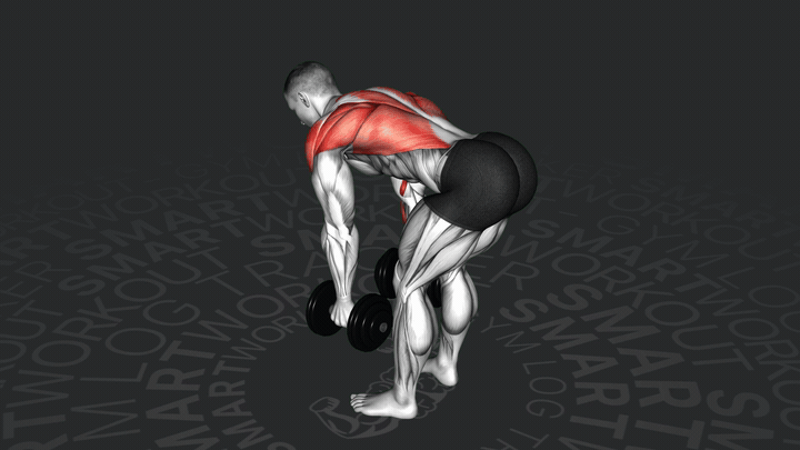 Тяга гантелей в наклоне