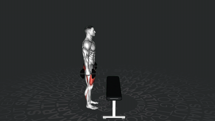 Wejście na skrzynię z hantlami