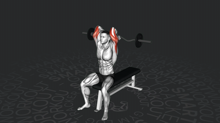 EZ-Stange Sitzende Trizepsstreckung