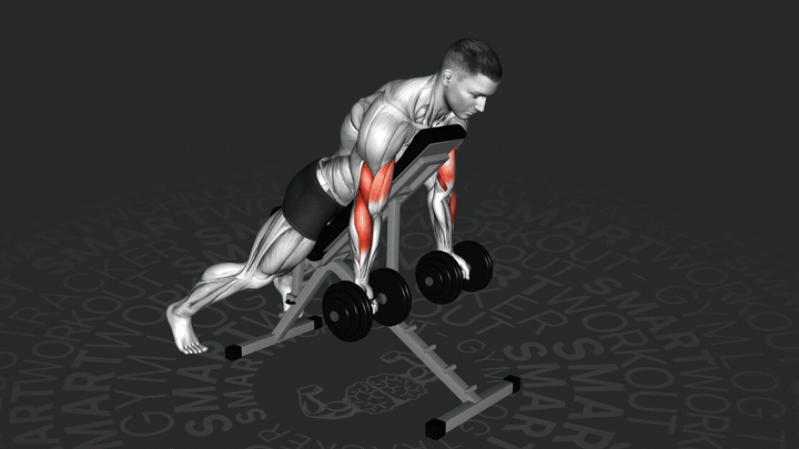 Сгибание рук с гантелями на скамье "паук"