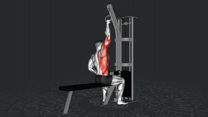 Тяга верхнего блока одной рукой