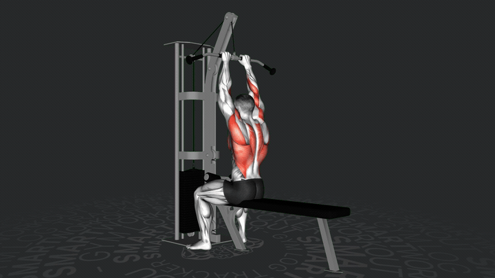 Тяга верхнего блока узким хватом