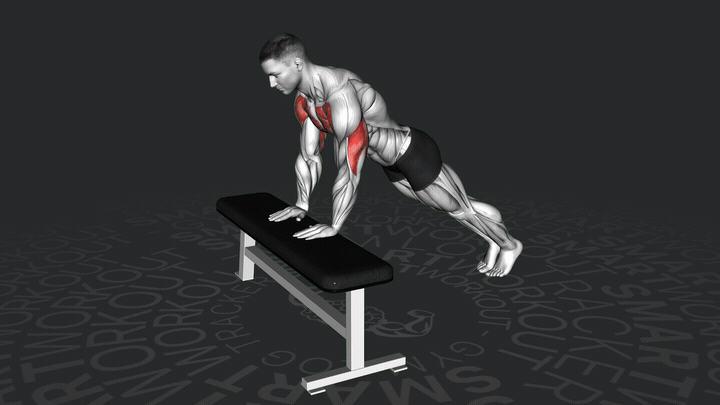 Schrägbank Enge Liegestütze