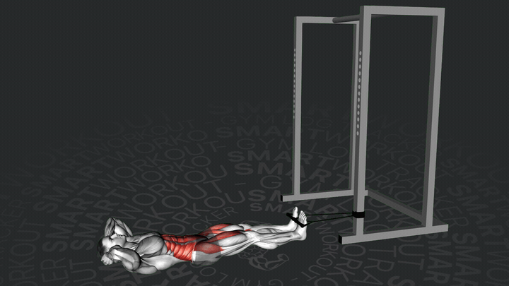 Скручивания «велосипед» с резиновой лентой