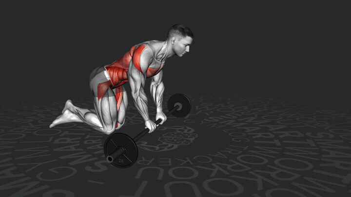 Выкатывание штанги - на коленях