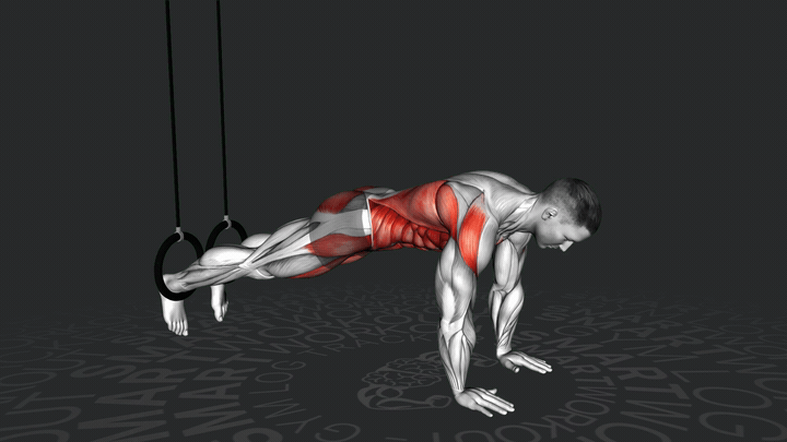 Подъем таза на кольцах