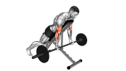 Curl incliné avec barre en pronation
