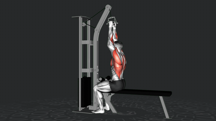 Тяга верхнего блока к груди нейтральным хватом